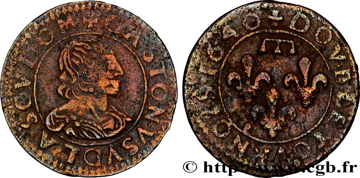 DOMBES - PRINCIPAUTÉ DE DOMBES - GASTON D&nbsp;ORLÉANS Double tournois, type 14 TB+