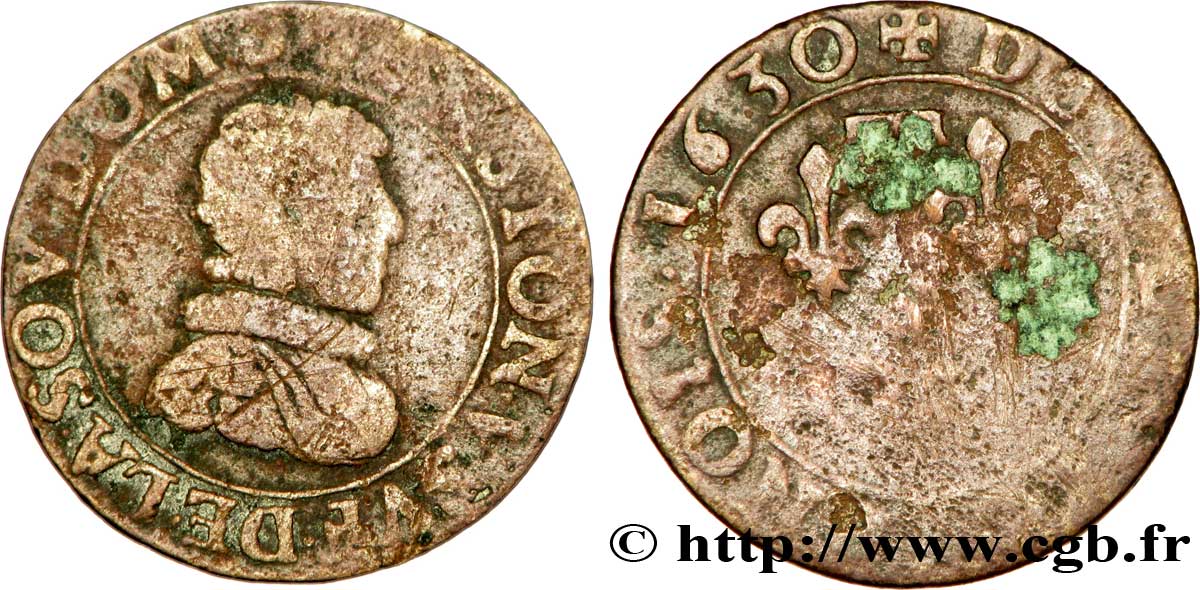 PRINCIPAUTY OF DOMBES - GASTON OF ORLEANS Double tournois, type 7 MB