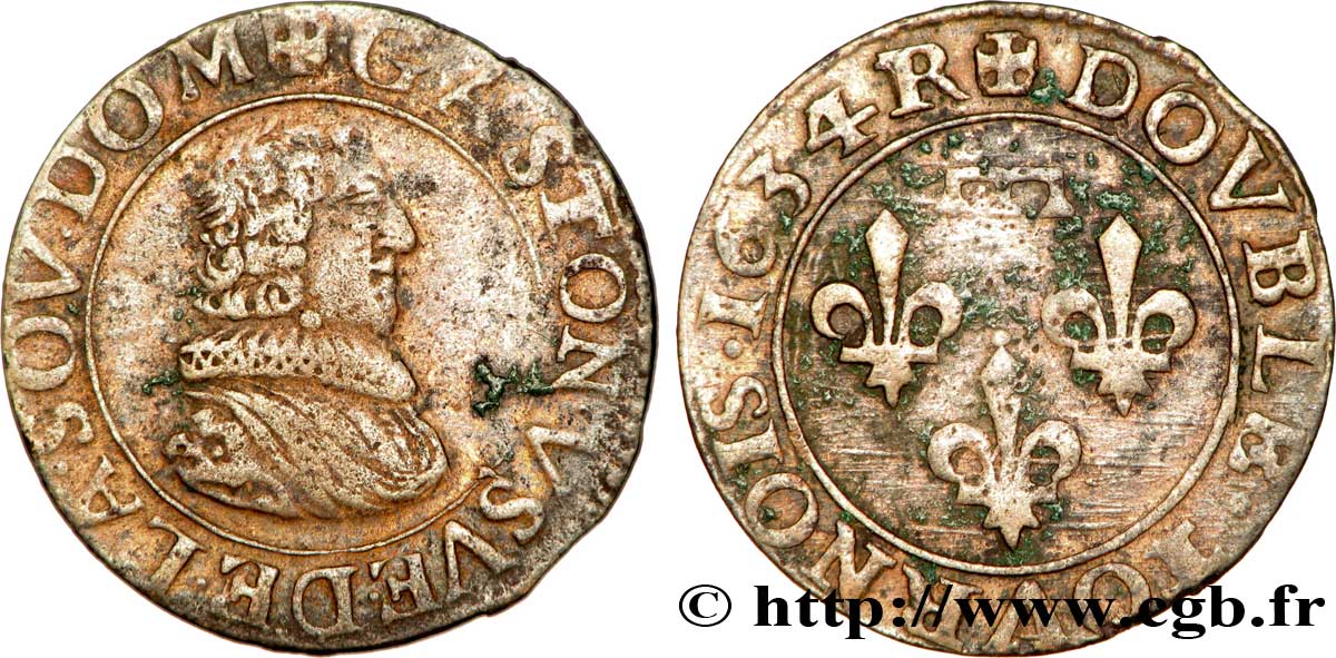 DOMBES - PRINCIPALITY OF DOMBES - GASTON OF ORLEANS Double tournois, type 8 XF