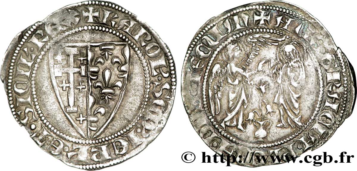 ITALY - NAPLES - CHARLES II OF ANJOU Salut d argent AU/XF