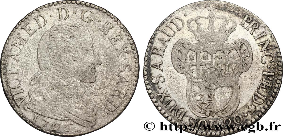 SAVOIE - DUCHÉ DE SAVOIE - VICTOR-AMÉDÉE III 20 sols (20 soldi) TB/TB+