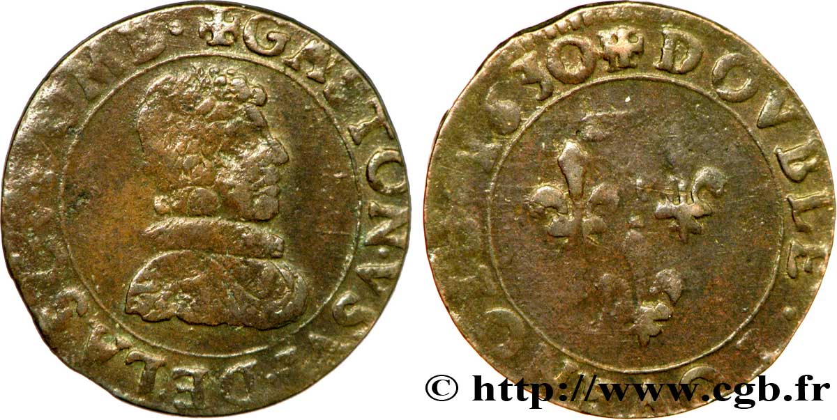 PRINCIPAUTY OF DOMBES - GASTON OF ORLEANS Double tournois, type 7 SS
