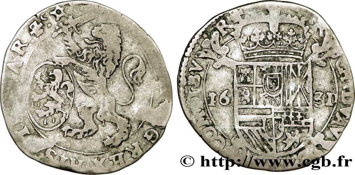 COUNTRY OF BURGUNDY - PHILIPPE IV OF SPAIN Demi-teston ou escalin S