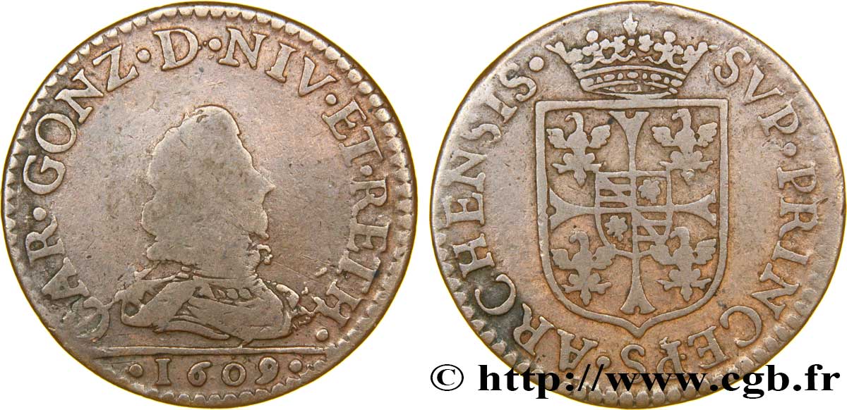 ARDENNES - PRINCIPAUTY OF ARCHES-CHARLEVILLE - CHARLES I OF GONZAGUE Liard, type 2B BC+/MBC