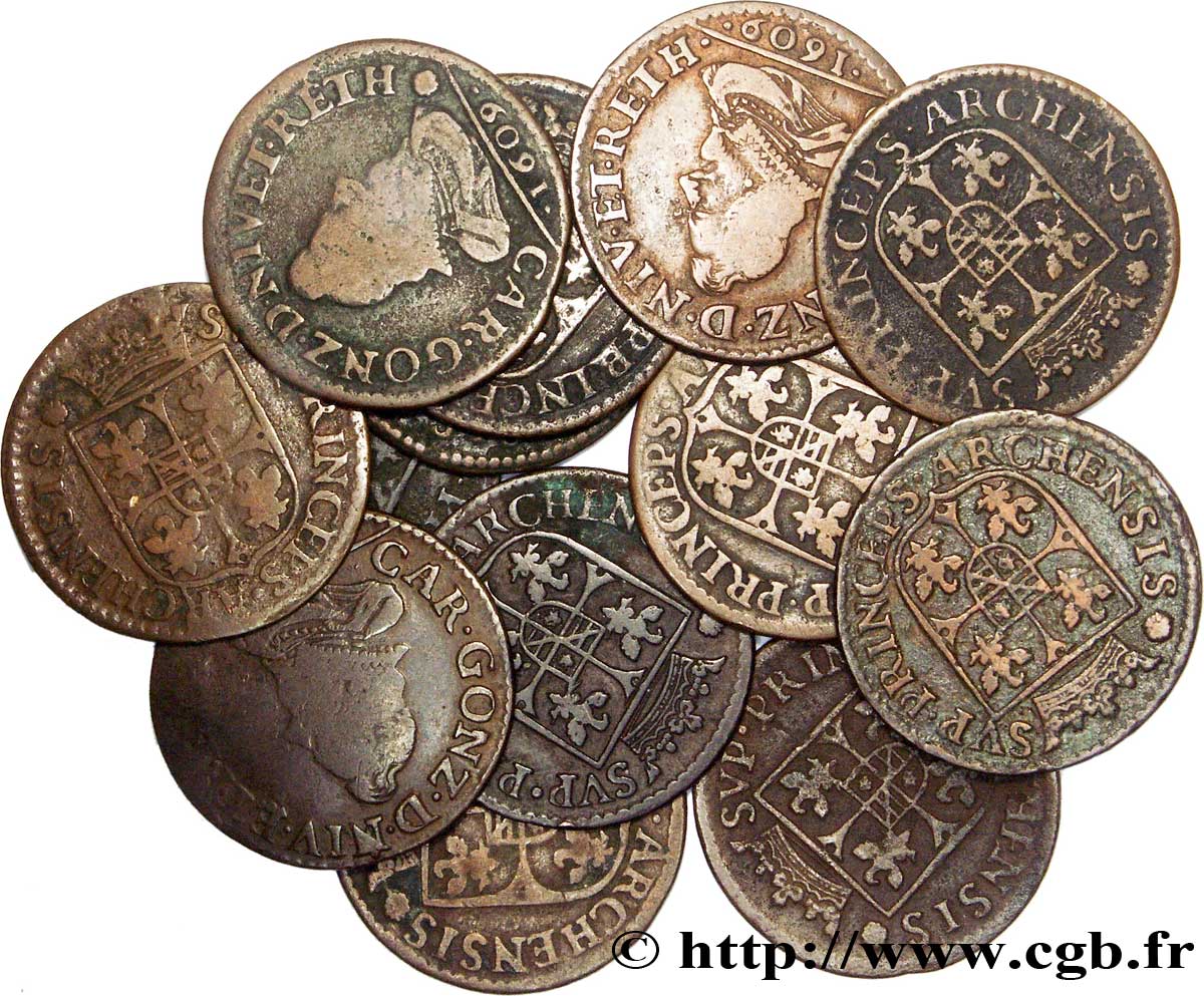 ARDENNES - PRINCIPALITY OF ARCHES-CHARLEVILLE - CHARLES I GONZAGA Lot de 13 liards, type 3A lot