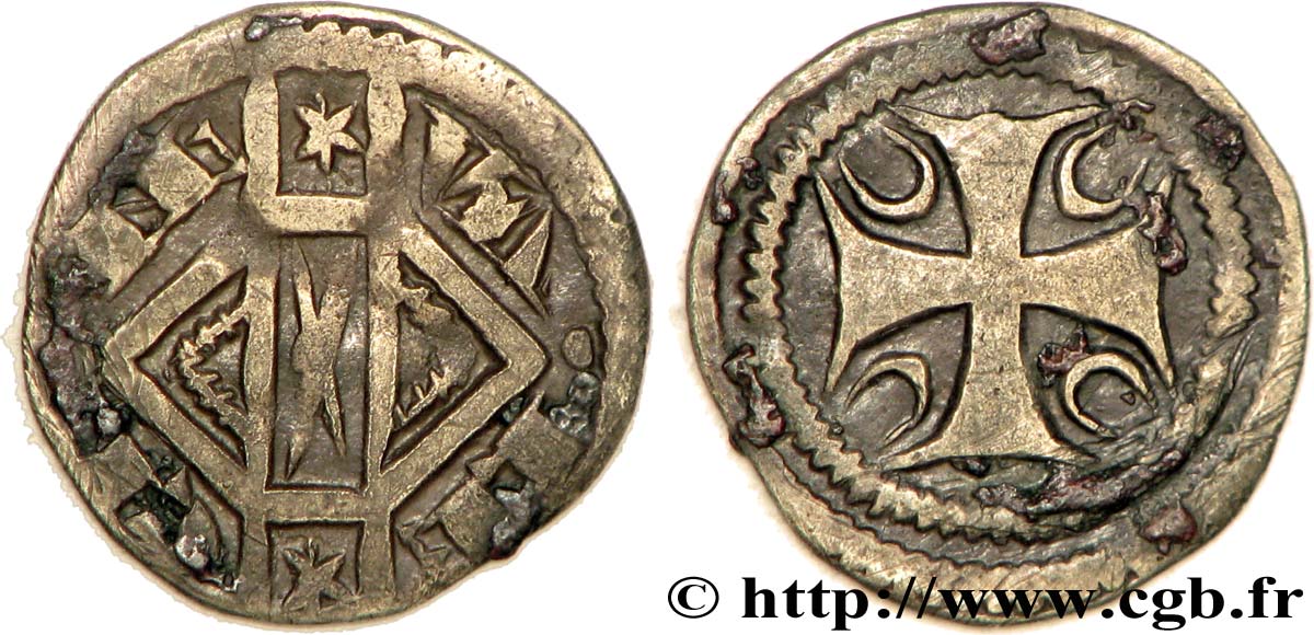 COUNTY OF HAINAUT - JEANNE OF CONSTANTINOPOLIS Obole ou maille XF