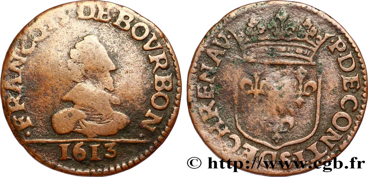 PRINCIPAUTÉ DE CHÂTEAU-REGNAULT - FRANÇOIS DE BOURBON-CONTI Liard, première effigie, large buste avec col de dentelle TB