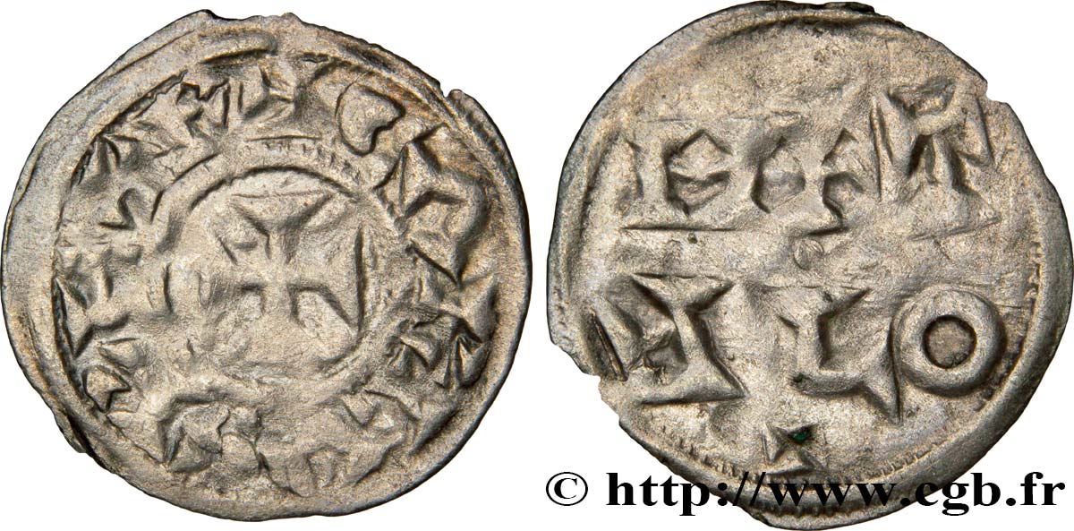 POITOU - COMTÉ DE POITOU - MONNAYAGE IMMOBILISÉ AU NOM DE CHARLES II LE CHAUVE Obole TTB