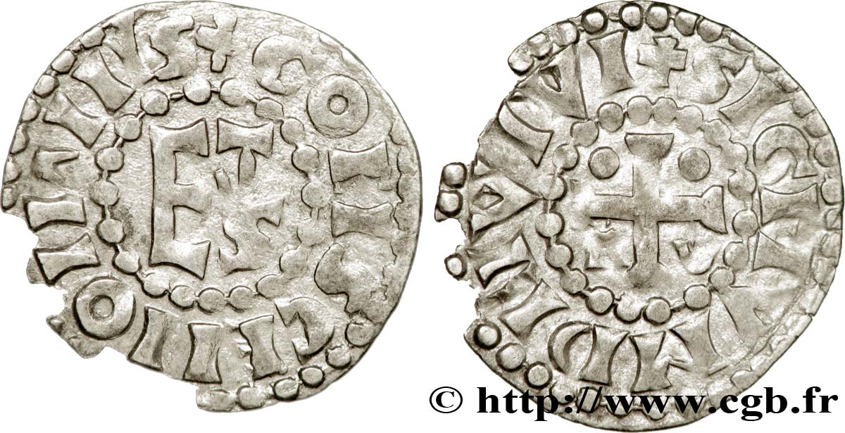 MAINE - COUNTY OF MAINE - COINAGE OF HERBERT I ÉVEILLE-CHIEN AND IMMOBILIZED IN HIS NAME Denier AU