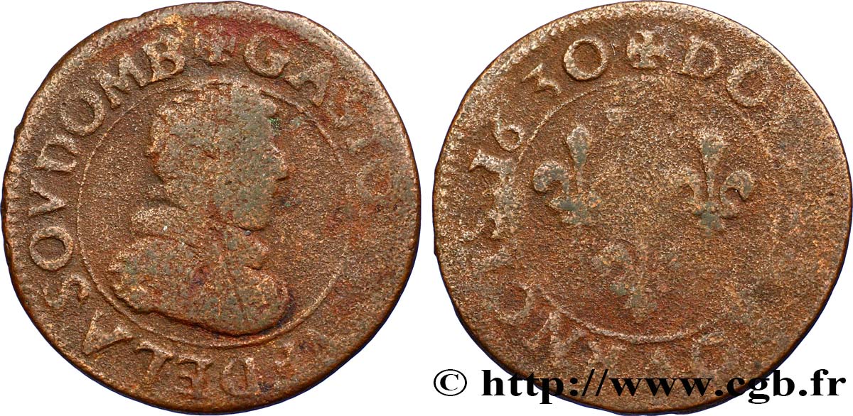 DOMBES - PRINCIPALITY OF DOMBES - GASTON OF ORLEANS Double tournois, type 7 VF