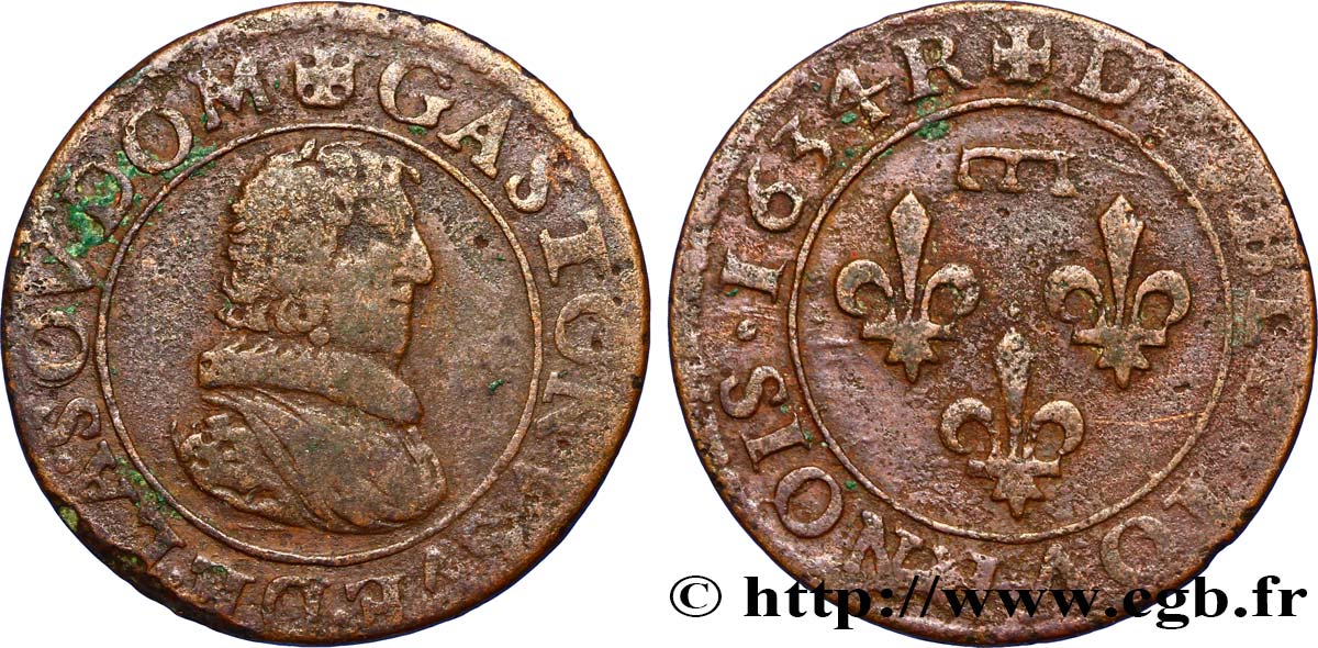 DOMBES - PRINCIPALITY OF DOMBES - GASTON OF ORLEANS Double tournois, type 7 XF