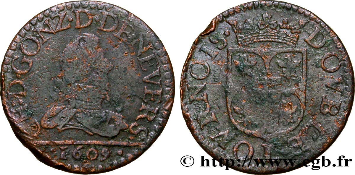 ARDENNES - PRINCIPAUTY OF ARCHES-CHARLEVILLE - CHARLES I OF GONZAGUE Double tournois, type 3 S