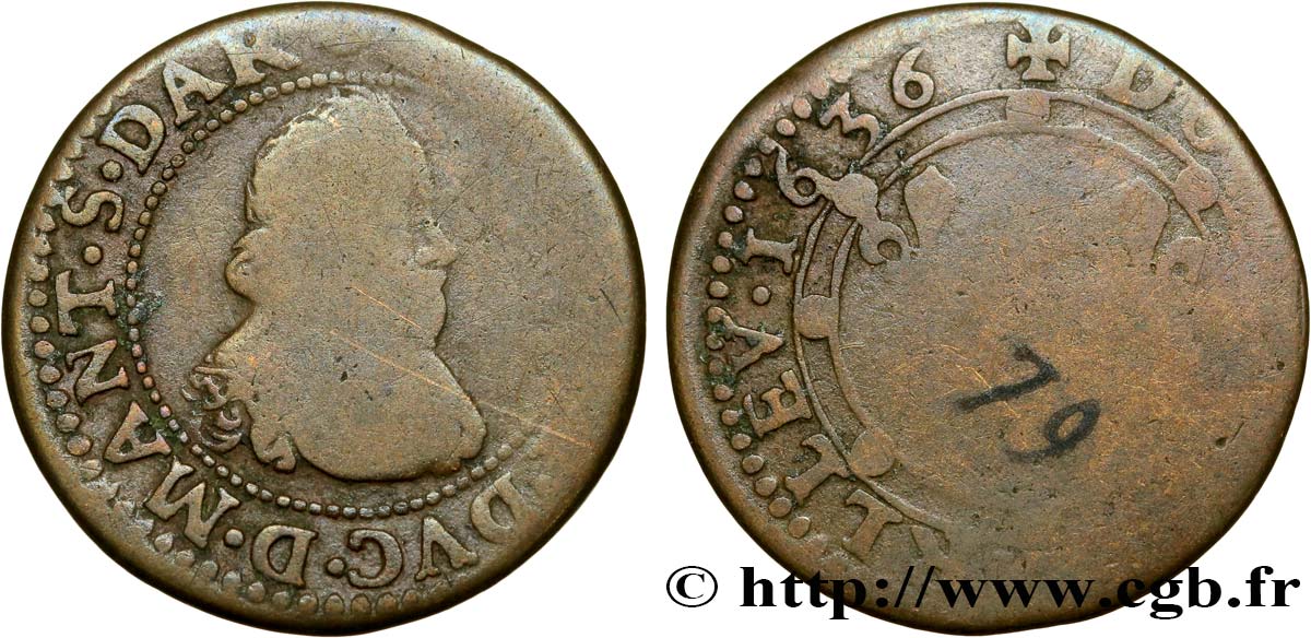 ARDENNES - PRINCIPALITY OF ARCHES-CHARLEVILLE - CHARLES I GONZAGA Double tournois, type 18 VF