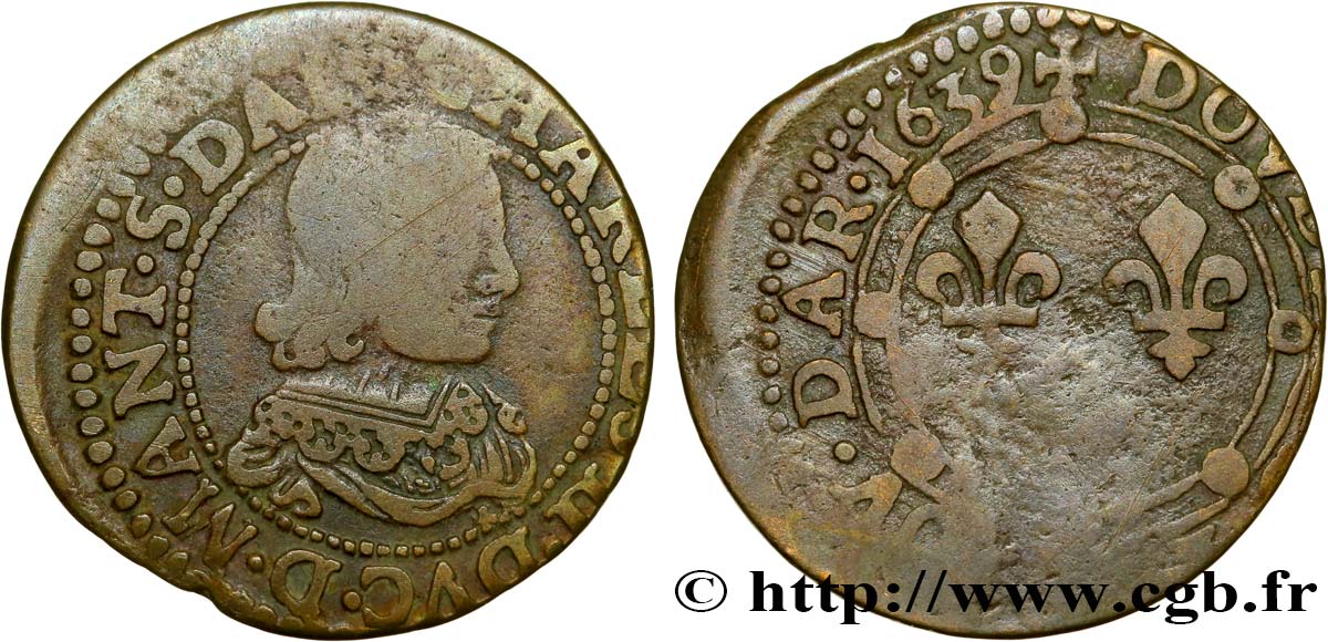 ARDENNES - PRINCIPAUTY OF ARCHES-CHARLEVILLE - CHARLES II OF GONZAGUE Double tournois, type 22 VF
