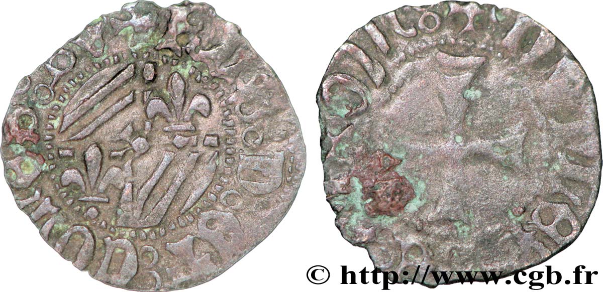 BURGUNDY - DUCHY OF BURGUNDY - CHARLES THE BOLD or THE RECKLESS Demi-double XF/VF