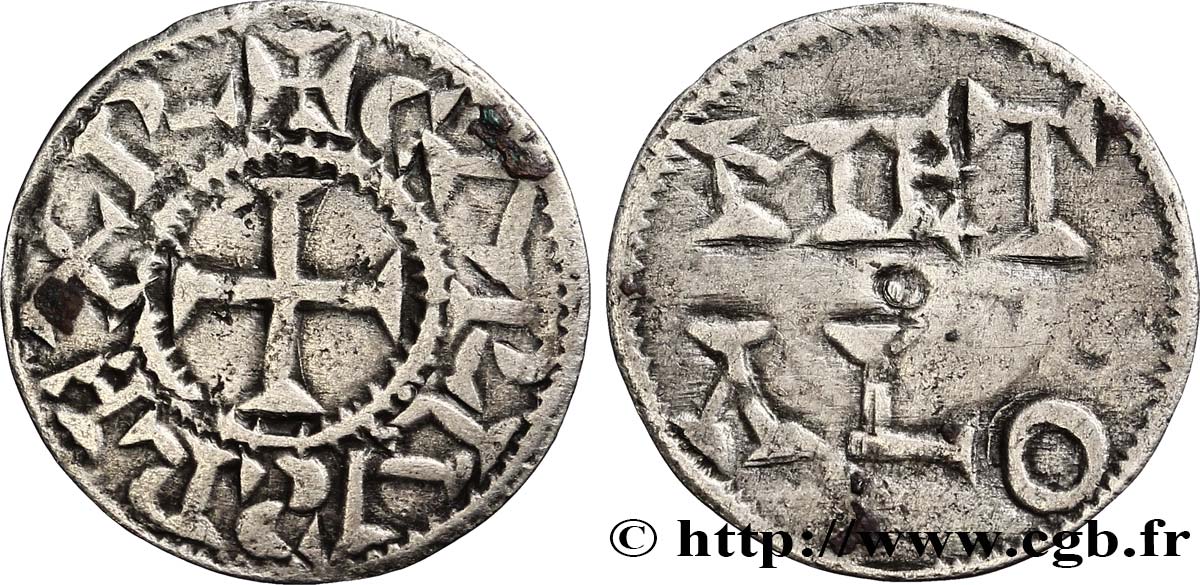 POITOU - COUNTY OF POITOU - COINAGE IMMOBILIZED IN THE NAME OF CHARLES II THE BALD Denier XF