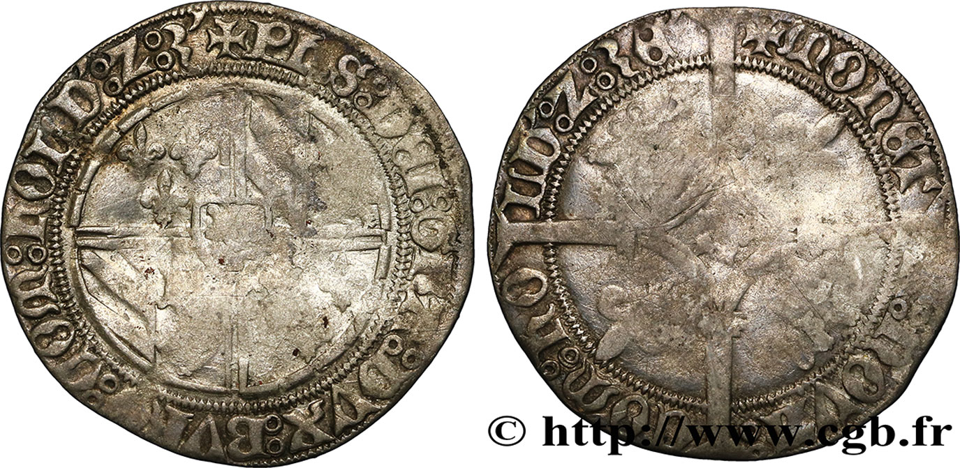 HOLLAND - COUNTY OF HOLLAND - PHILIP THE GOOD (BAILIF AND HEIR) Double gros dit  Vierlander  XF