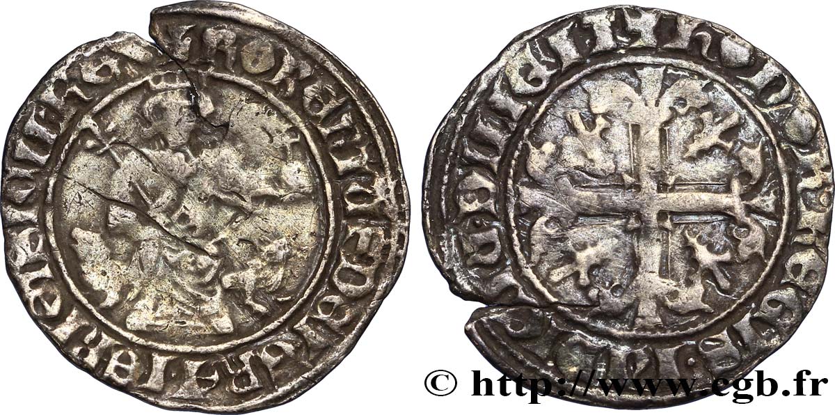 ITALY - KINGDOM OF NAPLES - ROBERT OF ANJOU Carlin d argent XF