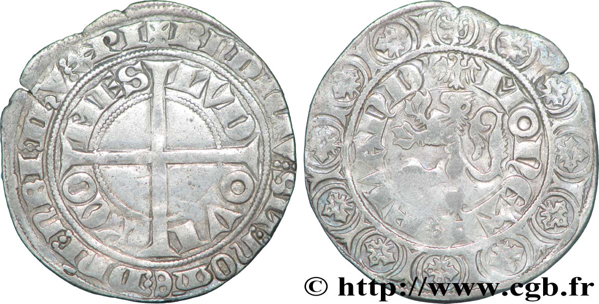 FLANDRE - COMTÉ DE FLANDRE - LOUIS II DE MALE Gros compagnon au lion TTB