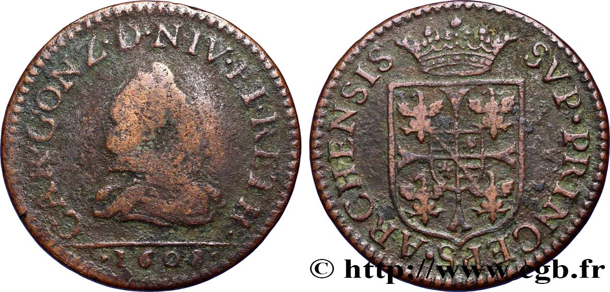 ARDENNES - PRINCIPAUTY OF ARCHES-CHARLEVILLE - CHARLES I OF GONZAGUE Liard, type 2B S/fSS