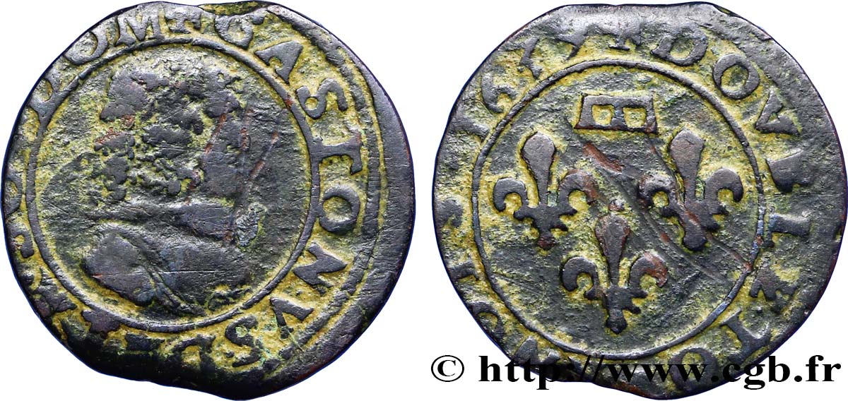 PRINCIPAUTY OF DOMBES - GASTON OF ORLEANS Double tournois, type 8 MB
