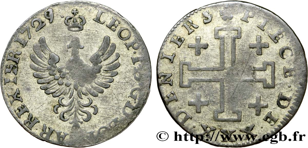 LORRAINE - DUCHÉ DE LORRAINE - LÉOPOLD Ier Pièce de trente deniers TB+