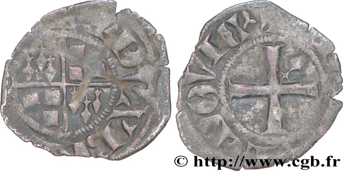 LIMOUSIN - VICOMTÉ DE LIMOGES - JEAN III DE BRETAGNE Denier TTB