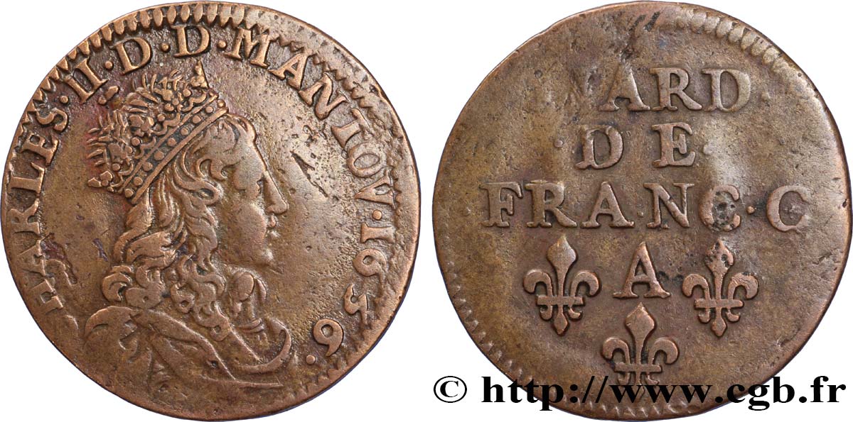 ARDENNES - PRINCIPAUTY OF ARCHES-CHARLEVILLE - CHARLES II OF GONZAGUE Liard AU/XF