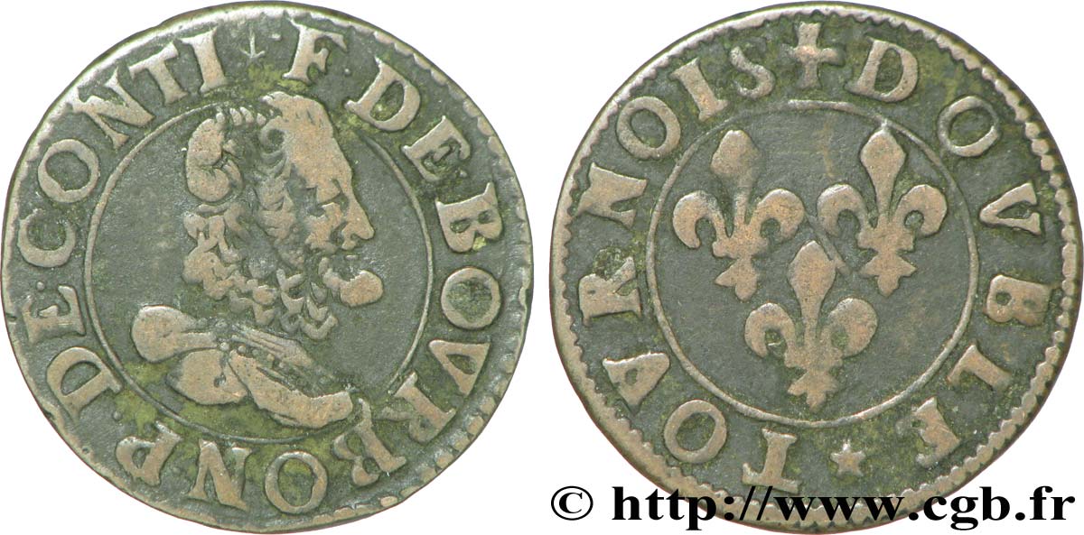 PRINCIPAUTÉ DE CHÂTEAU-REGNAULT - FRANÇOIS DE BOURBON-CONTI Double tournois, type 15, buste A TTB