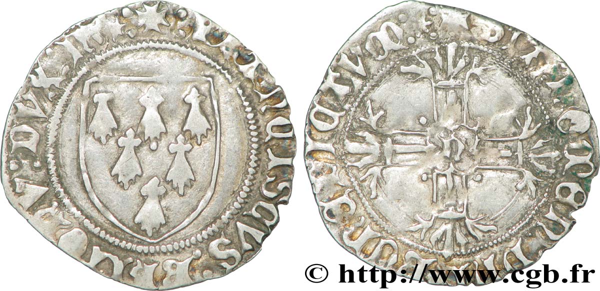 BRETAGNE - DUCHÉ DE BRETAGNE - FRANÇOIS II Gros à l&nbsp;écu TTB