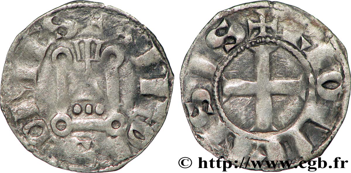 AUVERGNE - COMTÉ DE RIOM - ALPHONSE DE FRANCE Denier TTB