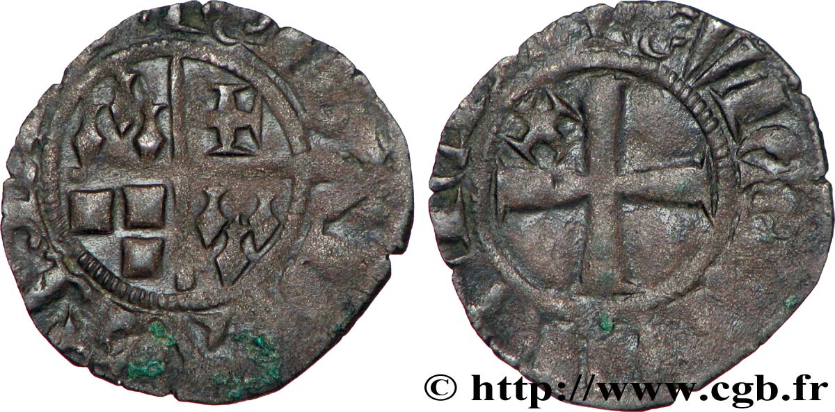LIMOUSIN - VICOMTÉ DE LIMOGES - JEAN III DE BRETAGNE ET JEANNE DE SAVOIE Denier TTB