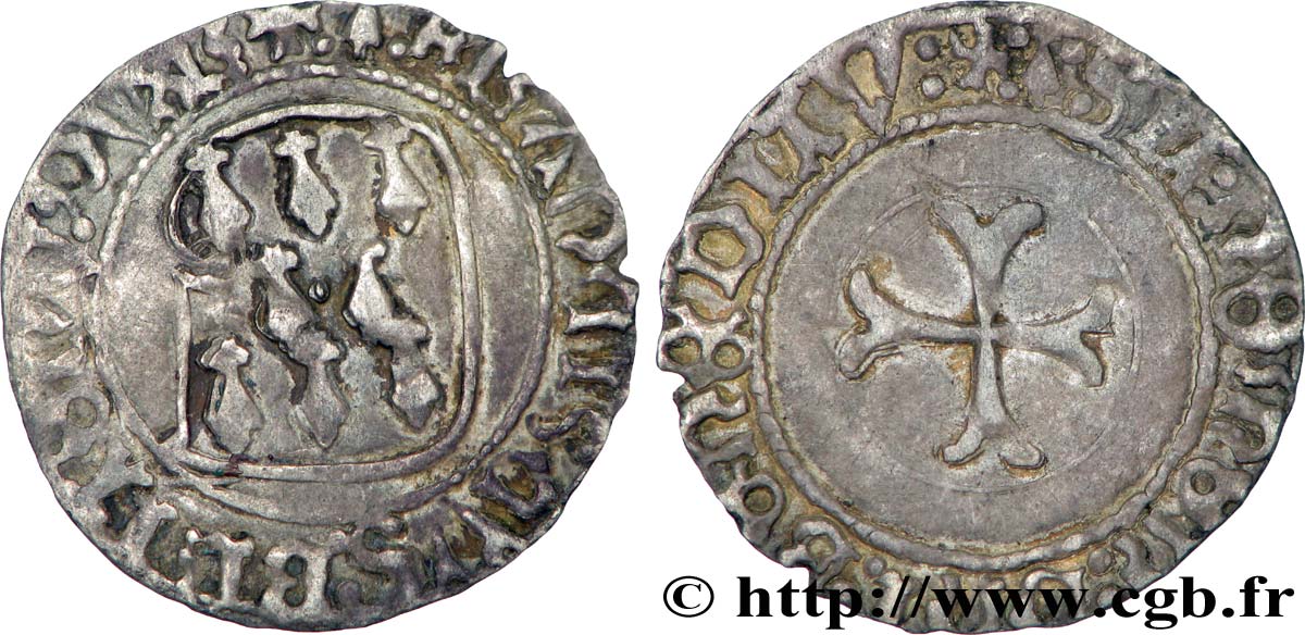BRETAGNE - DUCHÉ DE BRETAGNE - FRANÇOIS IER ET FRANÇOIS II Blanc à la targe TTB