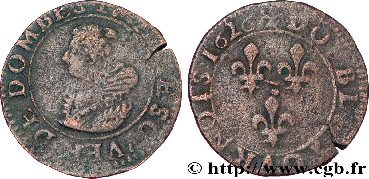 PRINCIPAUTY OF DOMBES - MARIE OF BOURBON-MONTPENSIER Double tournois MB