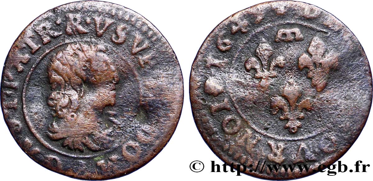 DOMBES - PRINCIPALITY OF DOMBES - GASTON OF ORLEANS Denier tournois, type 7 VF