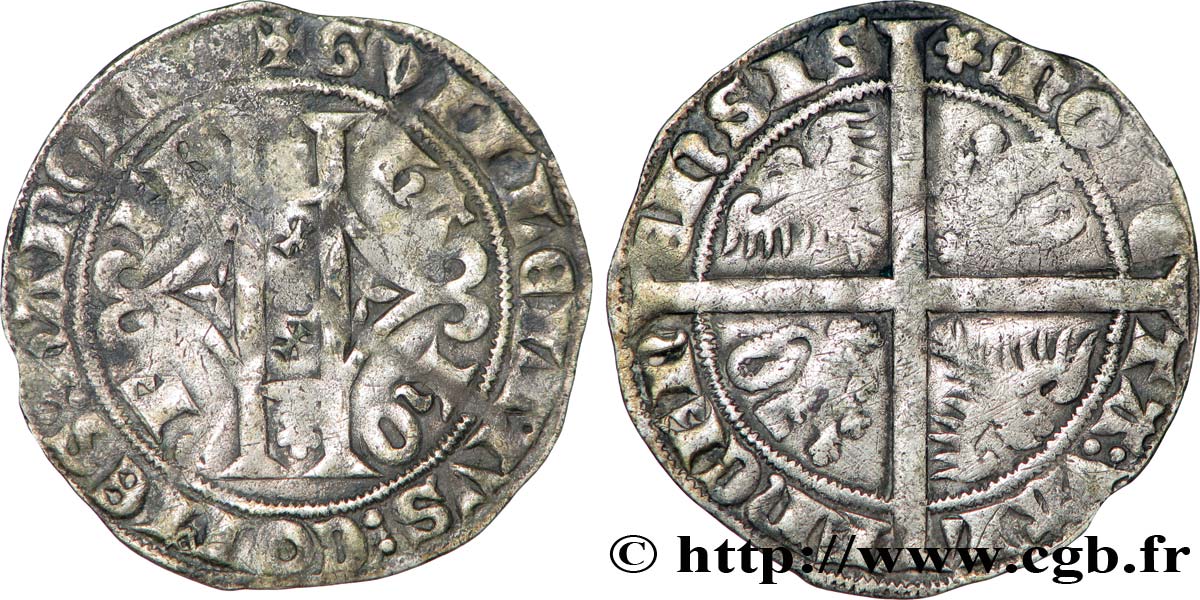 HAINAUT - COMTÉ DE HAINAUT - GUILLAUME III DE BAVIÈRE Plaque au lion ou double gros ou gros vaillant TTB