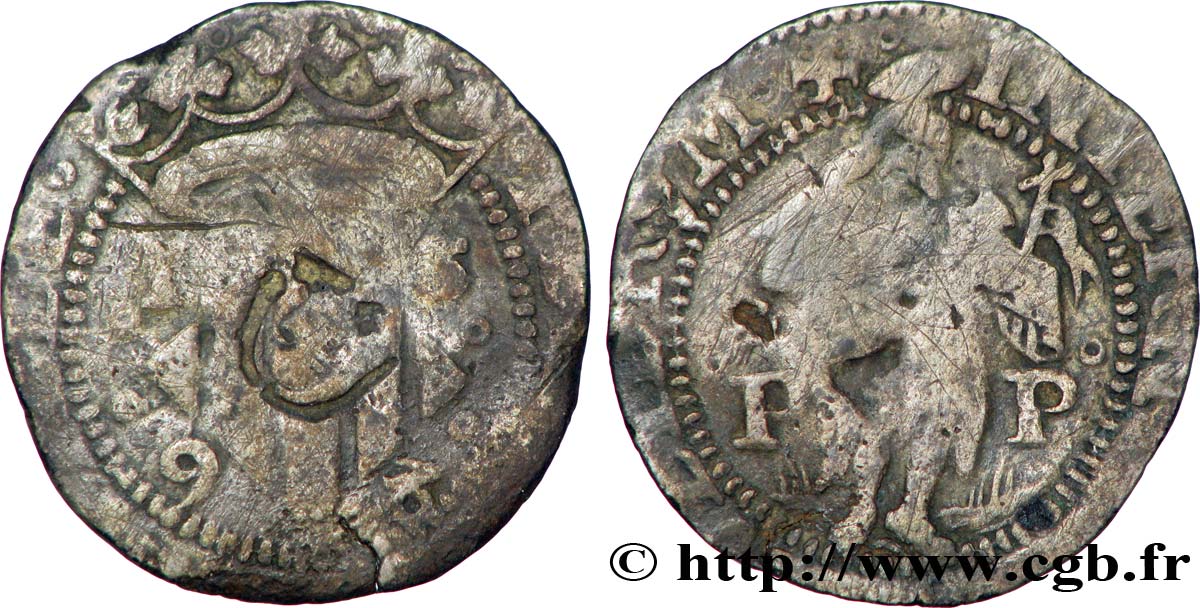 ROUSSILLON - VILLE DE PERPIGNAN - PHILIPPE II D ESPAGNE Double sol de billon TB+
