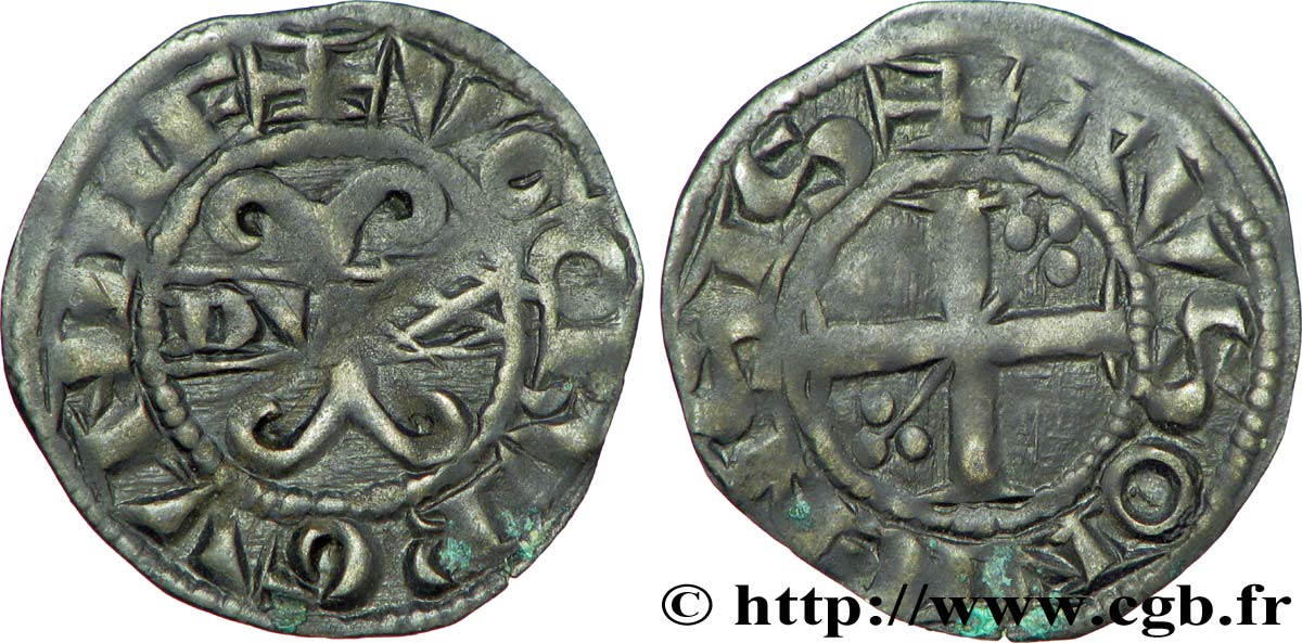 BOURGOGNE - DUCHÉ DE BOURGOGNE - HUGUES IV Denier TTB+