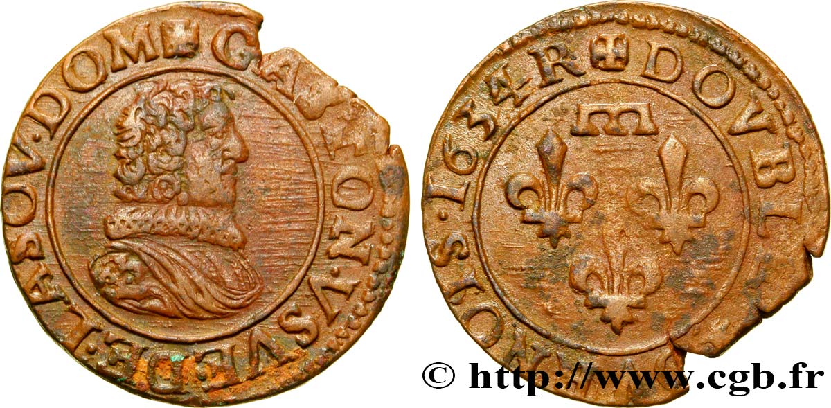 PRINCIPAUTY OF DOMBES - GASTON OF ORLEANS Double tournois, type 8 fVZ