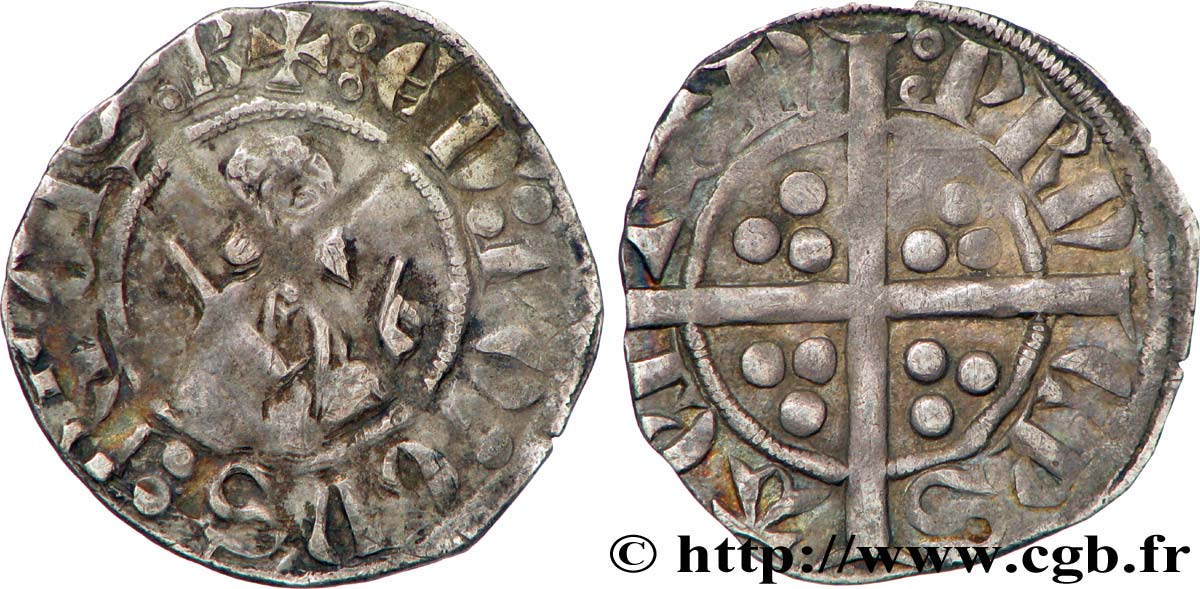 AQUITAINE - DUCHÉ D&nbsp;AQUITAINE - ÉDOUARD LE PRINCE NOIR Sterling, deuxième type TTB+