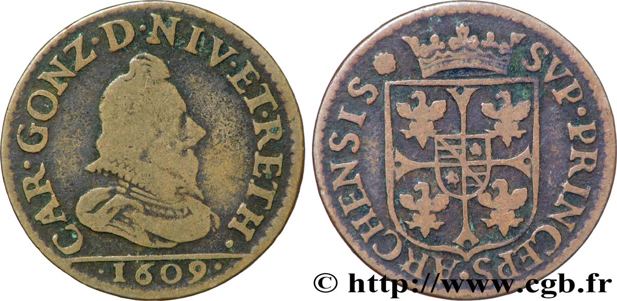 ARDENNES - PRINCIPAUTY OF ARCHES-CHARLEVILLE - CHARLES I OF GONZAGUE Liard, type 3A BC
