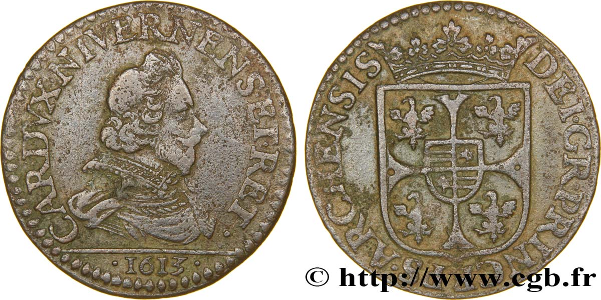 ARDENNES - PRINCIPAUTY OF ARCHES-CHARLEVILLE - CHARLES I OF GONZAGUE Liard, type 3B XF