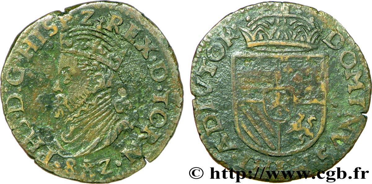 PAYS-BAS ESPAGNOLS - TOURNAI - PHILIPPE II D ESPAGNE Liard TB