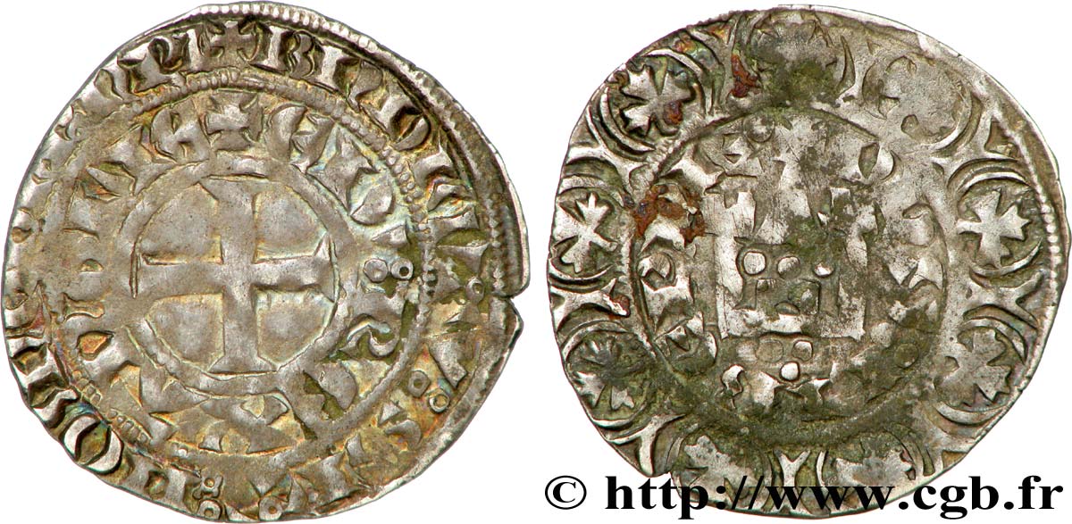 AQUITAINE - DUCHÉ D AQUITAINE - ÉDOUARD II D ANGLETERRE Maille blanche hibernie TTB