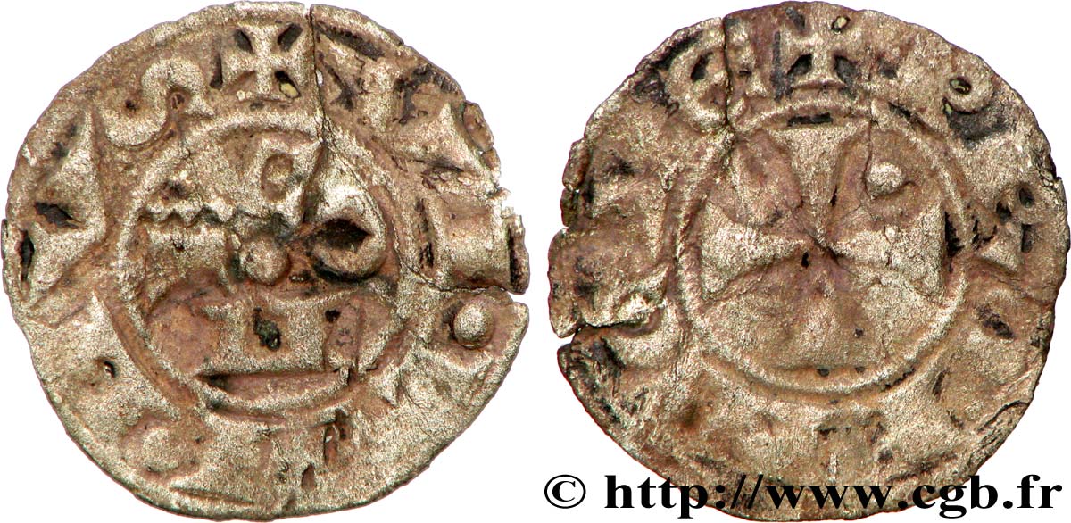 PROVENCE - COMTÉ DE FORCALQUIER - GUILLAUME V DE SABRAN Denier ou guillelmin TB