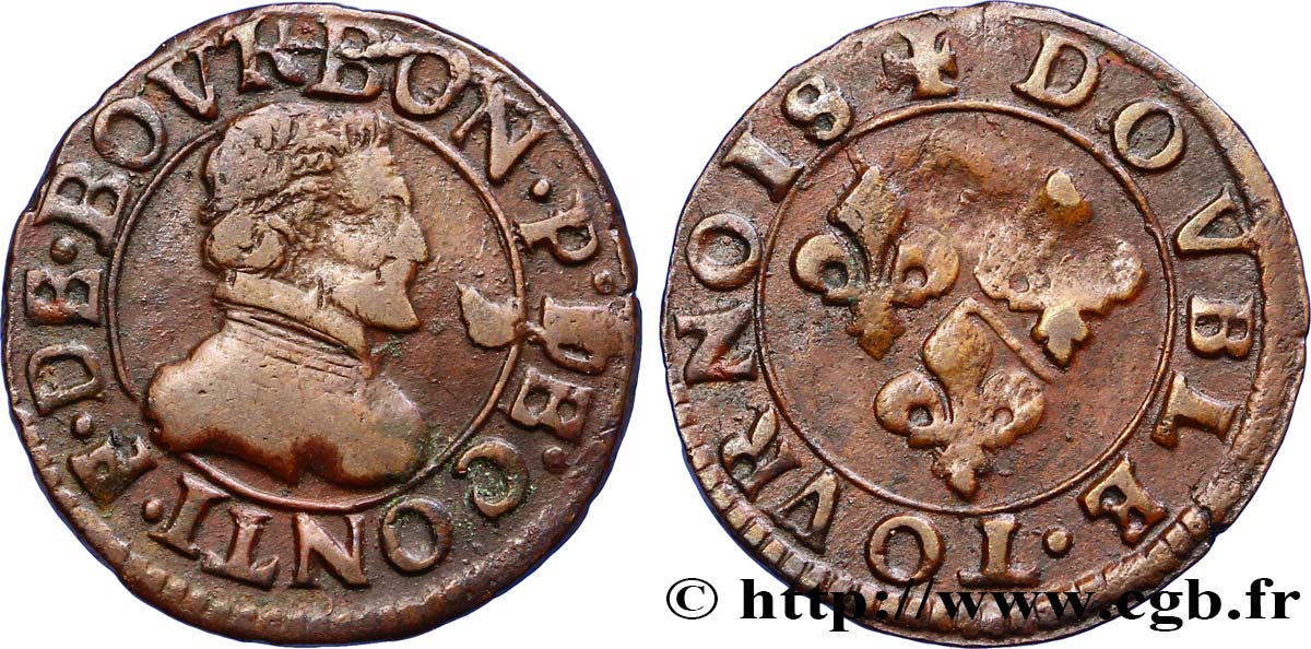 PRINCIPALITY OF CHATEAU-REGNAULT - FRANCIS OF BOURBON-CONTI Double tournois, type 18 XF