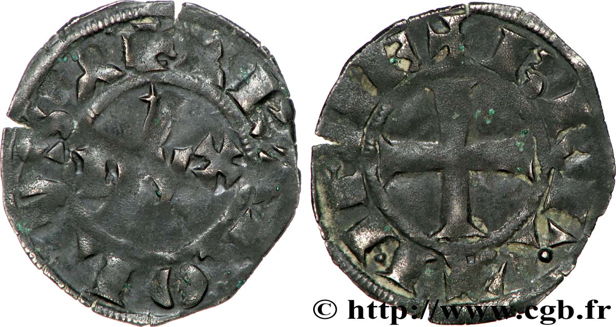 BRETAGNE - DUCHÉ DE BRETAGNE - CHARLES DE BLOIS Denier TTB
