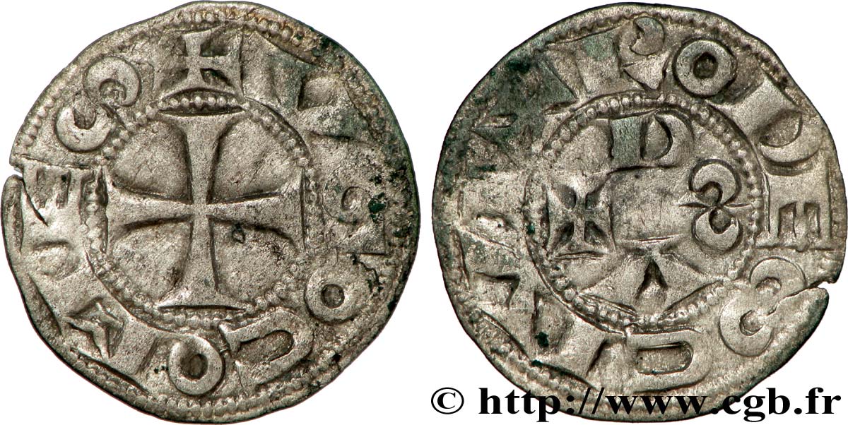 LANGUEDOC - COMTÉ DE RODEZ - HUGUES II et HUGUES III Denier TTB