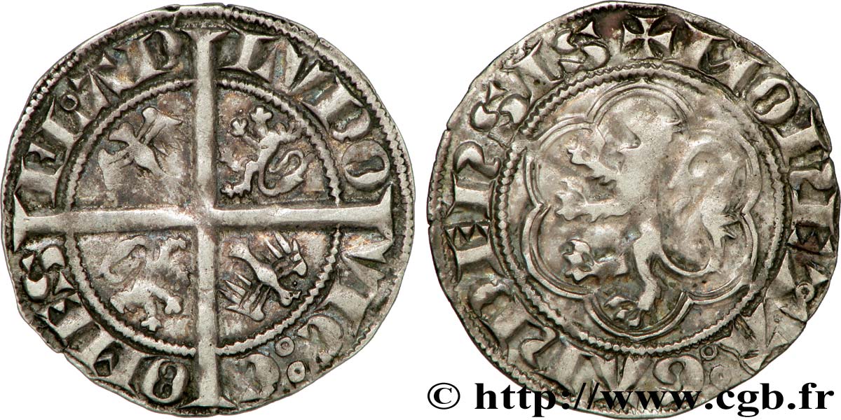 FLANDERS - COUNTY OF FLANDERS - LOUIS I OF CRÉCY Demi-gros au lion XF