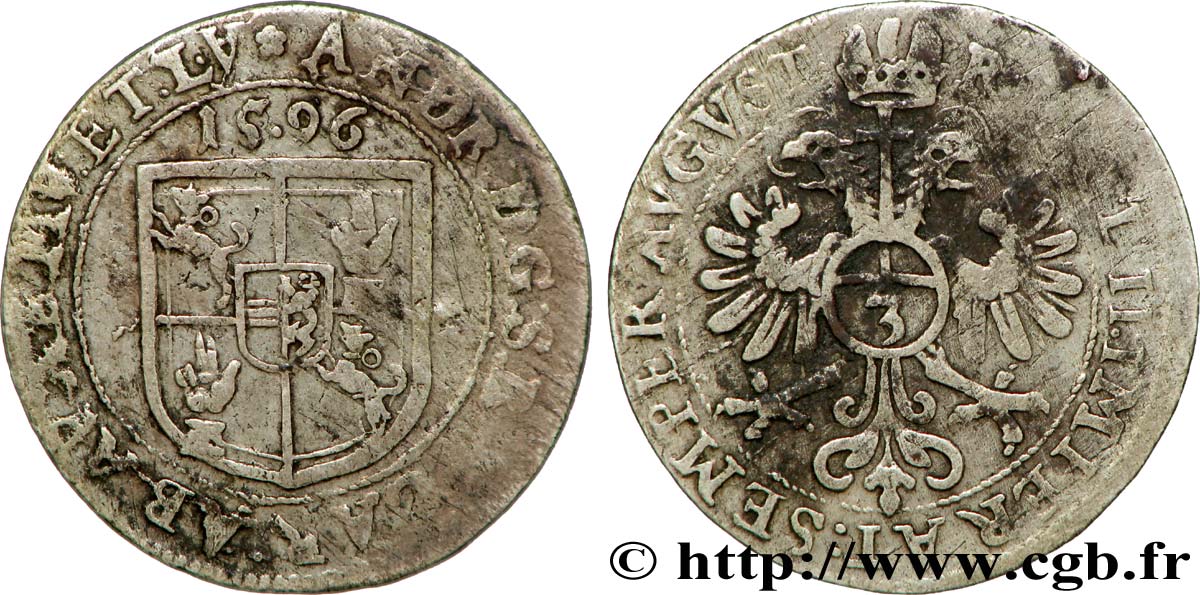 MURBACH ET LURE - ANDRÉ D&nbsp;AUTRICHE, administrateur Huitième de teston ou 3 kreuzers TTB